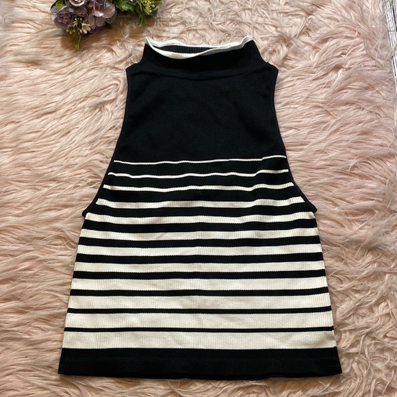 NWOT Intimately Free People High Five Ribbee Mock Neck Stripe Top sz M/L - Picture 2 of 8